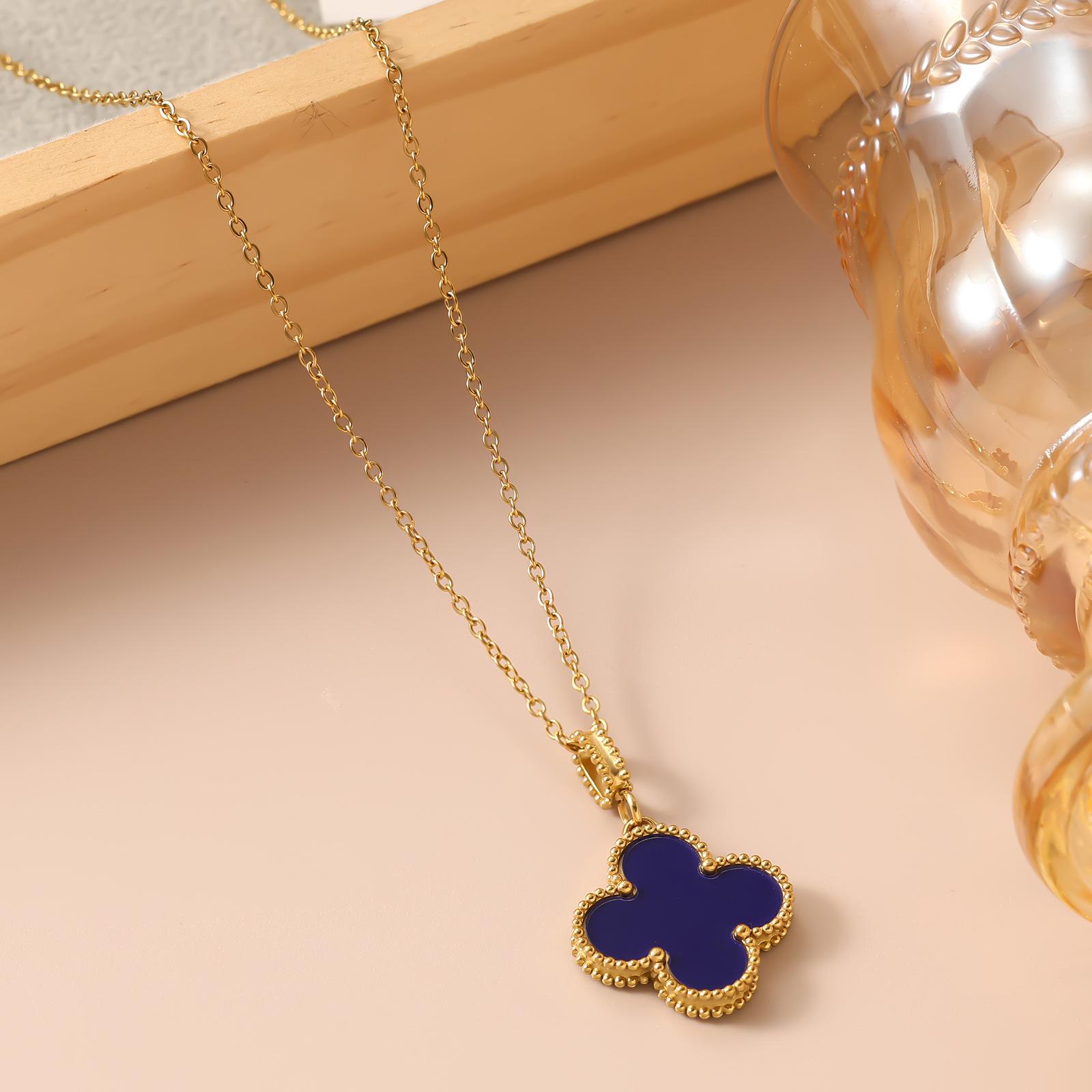 

22 мм ожерелье с четырехлистным клевером, женская модная подвеска, новая цепочка для свитера 18K чёрный