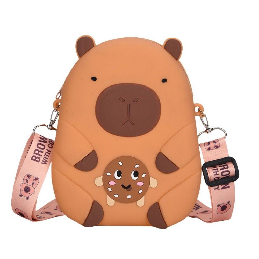 Portable Capybara Coin Purse Cute Small Item Bag Creative Silicone Shoulder Bag  Girls