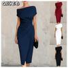 Fashion Summer Spring Solid Color Print Short Sleeve Casual Dresses