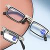 Metal Folding Reading Glasses Ultra Light Anti Blue Light Lens Presbyopia Glasses Men Rectangular Eyewears Portable