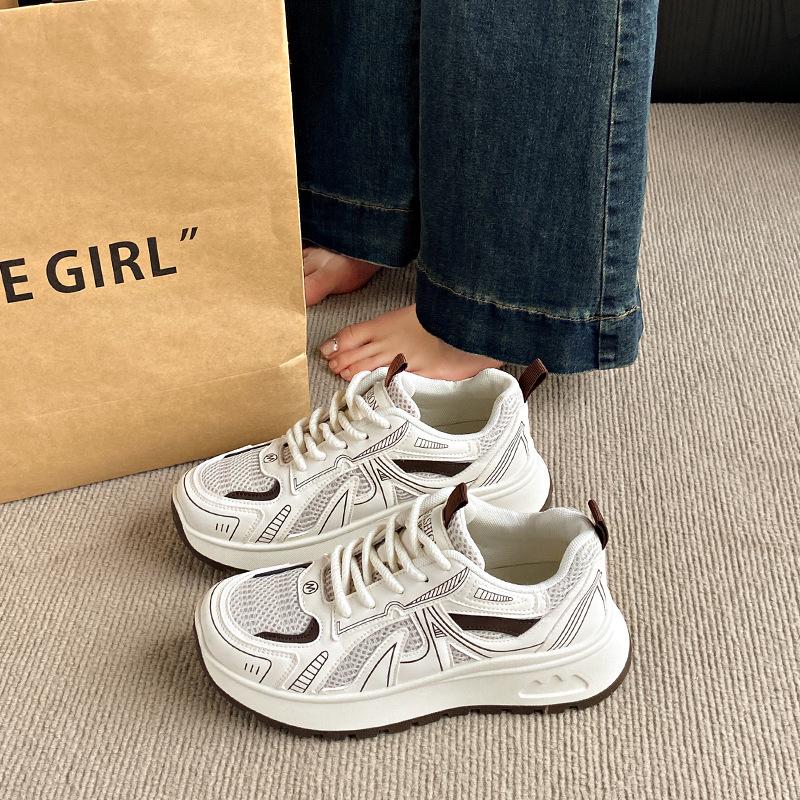 Internet celebrity platform dad shoes women 2025 autumn new casual sports women's shoes mesh super fire thin running shoes