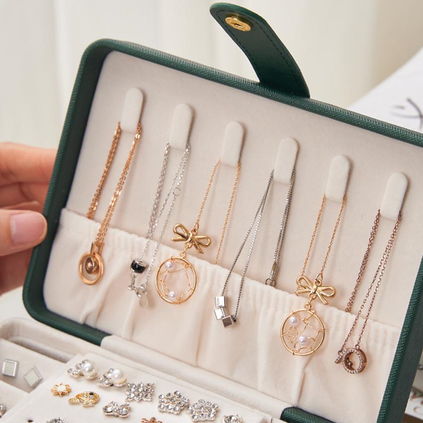 Daugiasluoksnė odinė papuošalų laikymo dėžutė, Kelionių papuošalų laikymo dėklas moterims, Auskarams, Žiedams, Vėrinys, Dovana Motinos dienos proga, Kalėdos