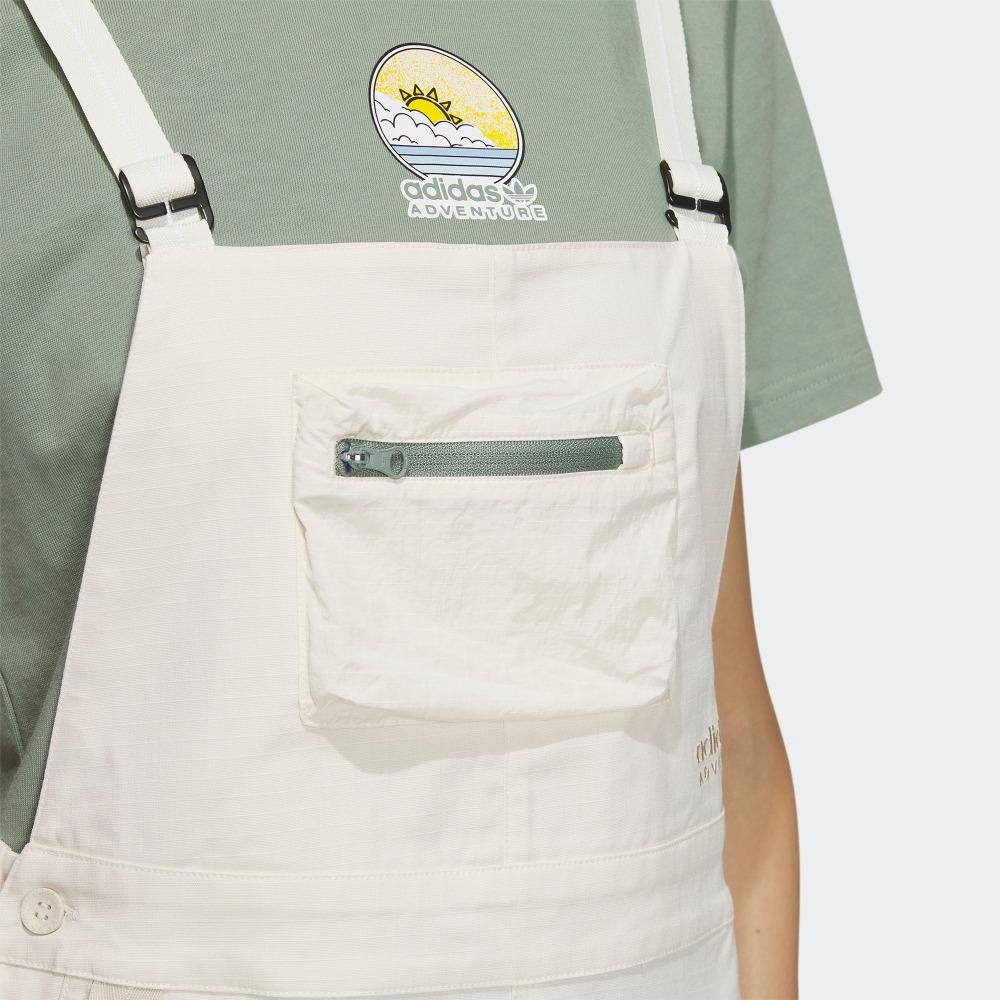 Adidas Solid Color Zip Pocket Short Sports Overall Dress Women Dress Wonder-White IK8605