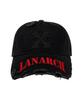 LANARCHIVE [8017] Leather Applique Vintage Ball Cap - Black (Red)