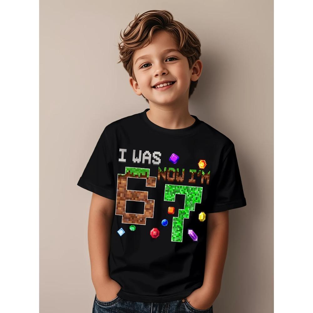 Summer Funny Boy Number 67 Six Seven Print Men's Short Sleeves T-Shirt Loose Casual Outdoor Street Women's and Men's Tees Tops