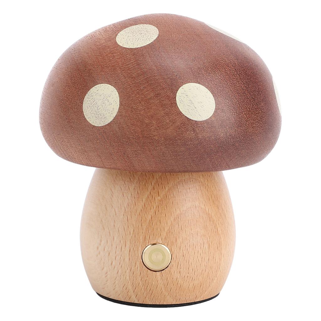 Mushroom LED Table Lamp Wooden Warm Light Stepless Dimming Rechargeable Bedside Nightstand Lamp for Bedroom Home