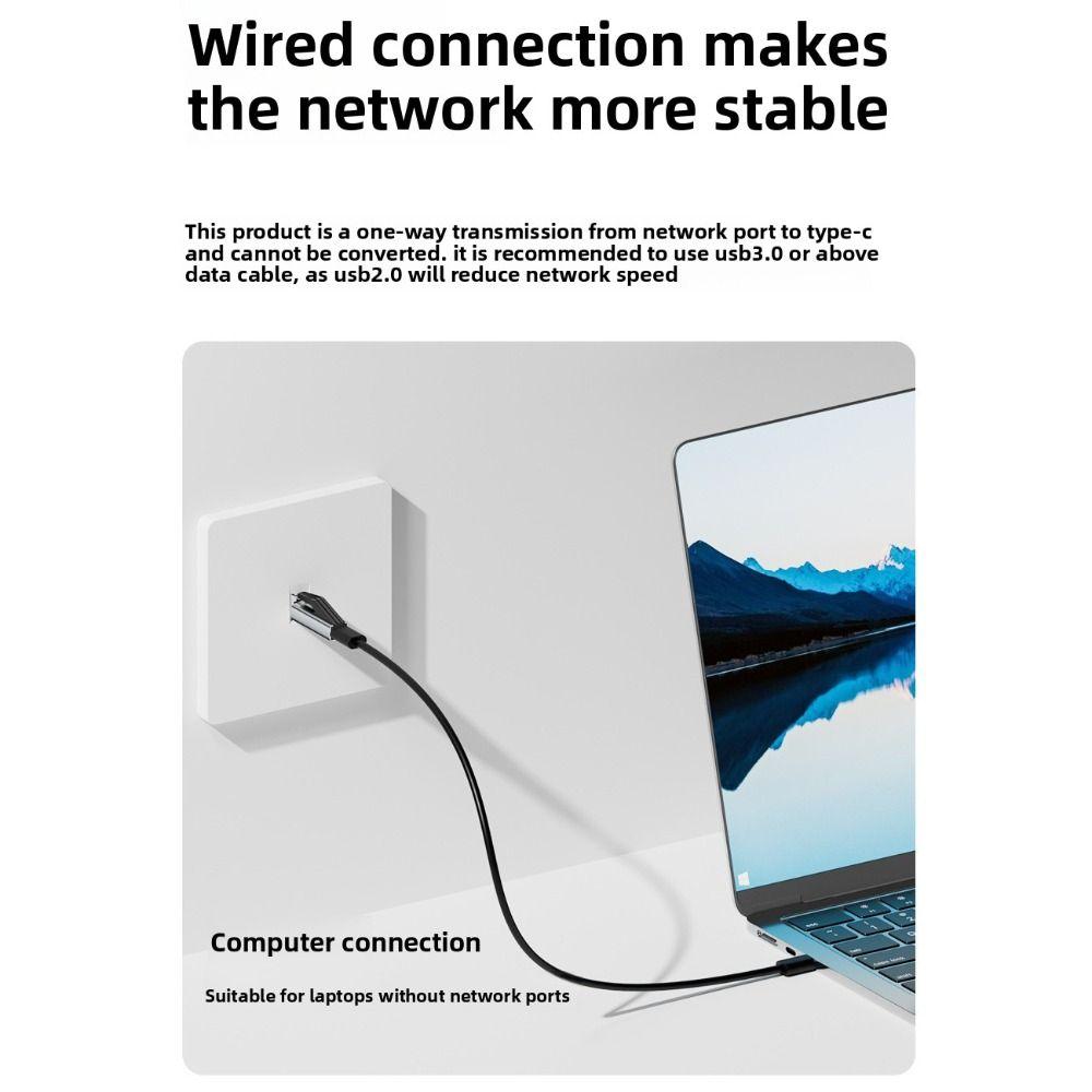 Slitinový USB C samice na RJ45 převodník Stabilní Type-C na síťový konektor pro router, notebook, tablet