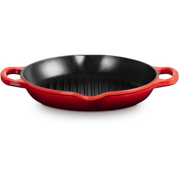 Сковорода гриль Le Creuset из чугуна высокая круглая 25 см вишнево-красная (20208250600422)