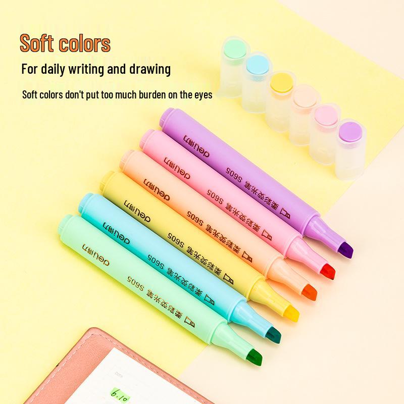 Evidenziatore Fluorescente Deli S605 Colori Pastello per Studenti - Punta Triangolare per Prendere Appunti & Disegno dei Bambini