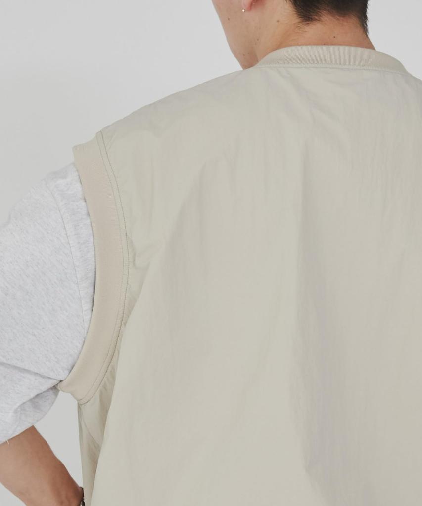 WEGO Nylon Layered Short Sleeve Loose Street Size Beige Men's 2-Piece V-Neck Vest, T-Shirt, Fit, Style, Spring/Summer Outfit, Gift, Present,