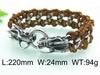 KALEN Punk Fine Jewelry Fashion Bracelets Men Stainless Steel Micro Fiber Leather Skull Links Bracelet Bangle