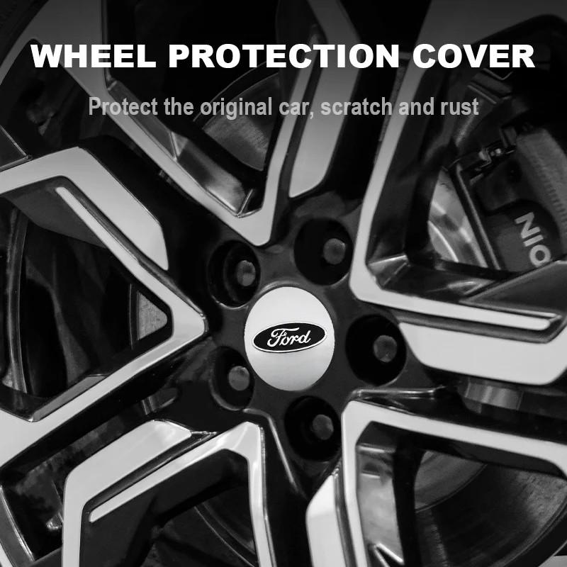 4pc 56+60mm Car Wheel Center Hub Cap Badge Emblem Decal Wheel Sticker For Ford Focus MK2 Fiesta Ranger Mondeo Escort Falcon Flex