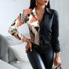 Blouses Woman Casual Office Print Shirts Autumn Fashion Button Long Sleeve White Shirt Elegant Patchwork Slim Tops Women