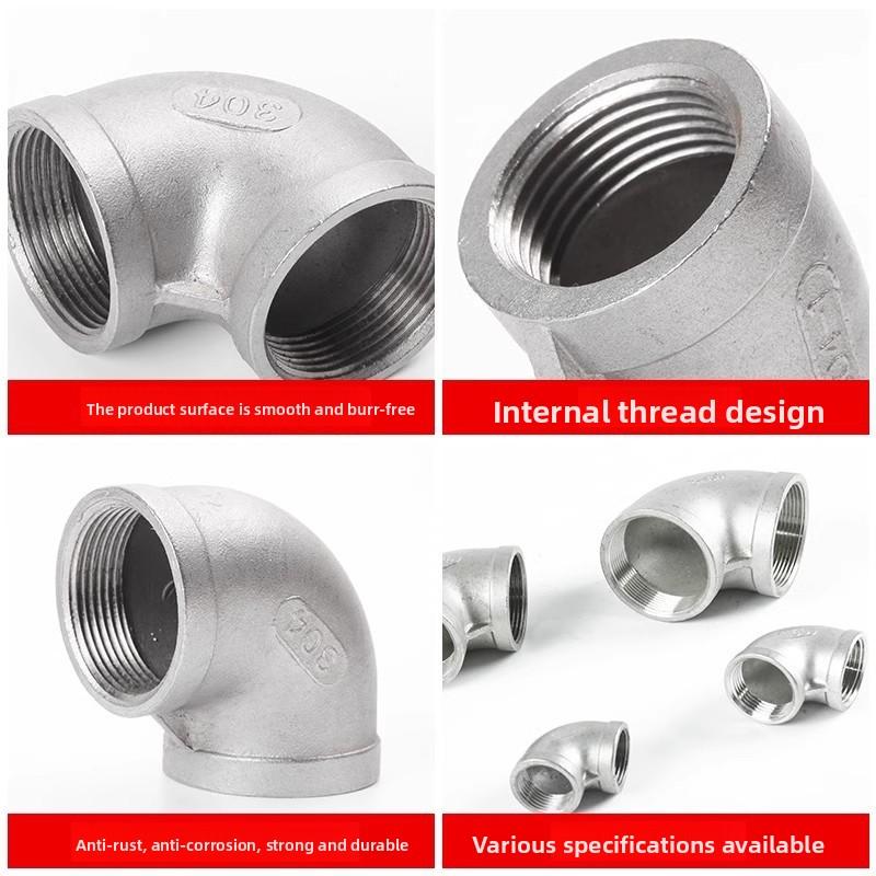 304 Edelstahl Innendraht Winkel Gewinde rechter Winkel 90 Grad Innengewindeanschluss Wasserrohrzubehör