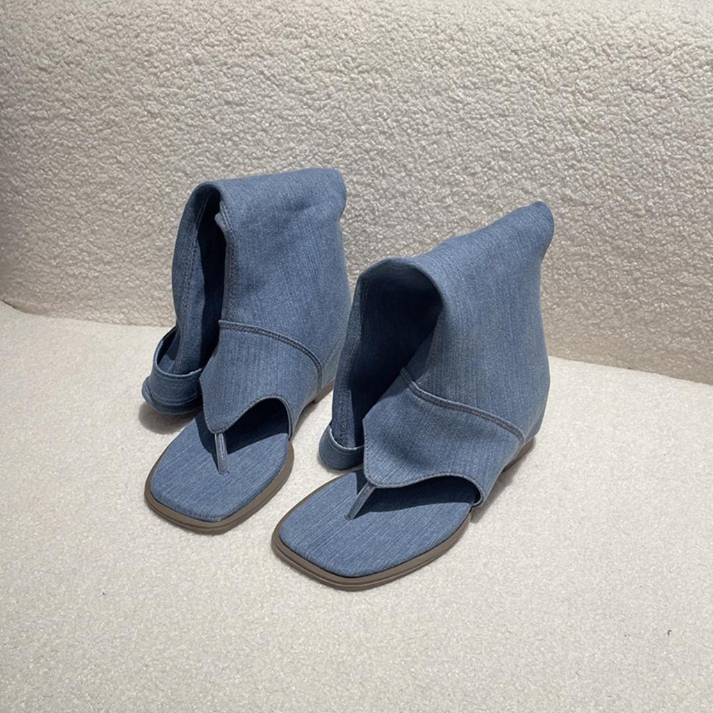 Fashion, Square Toe Shoes, Pinch Toe, Cool Boots, Women's Shoes, Summer New Styles, Spicy Girls, Denim Boots, Flat Shoes, Stacking Boots