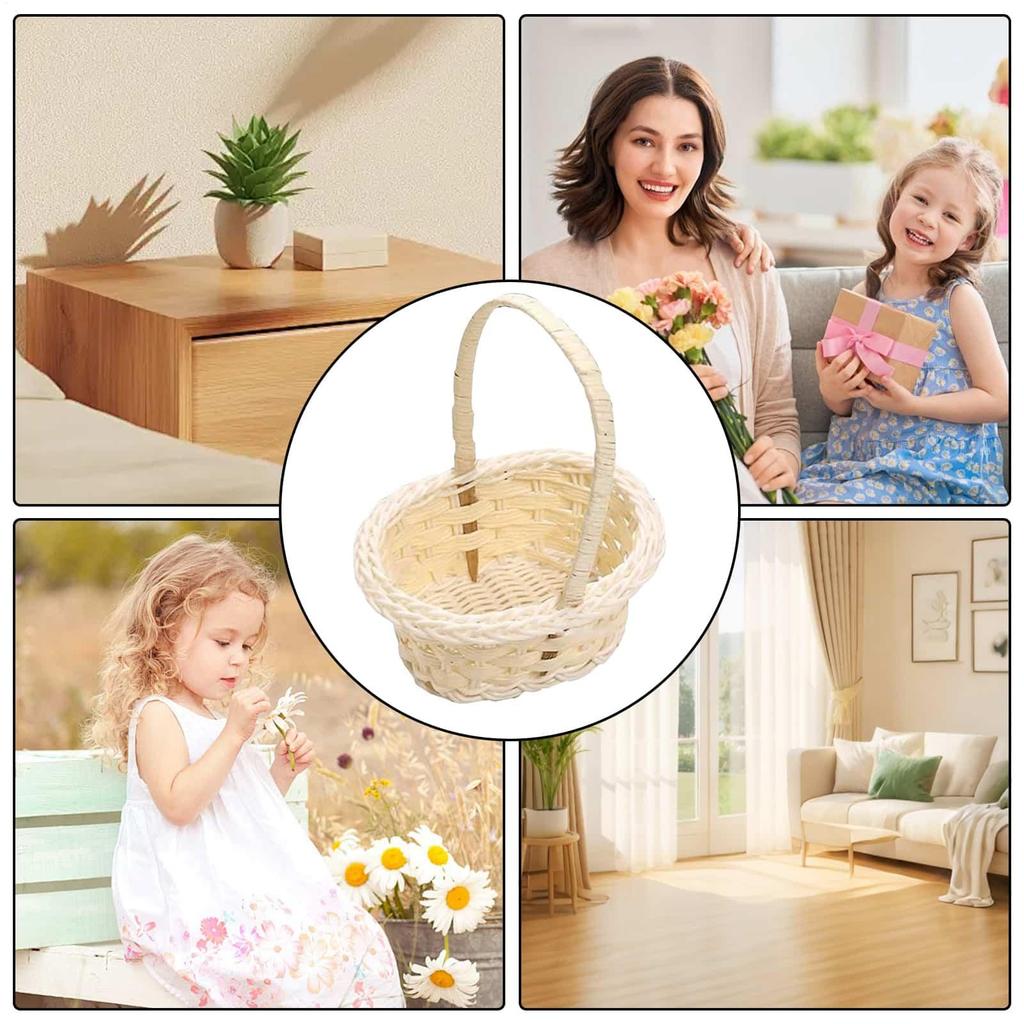 Mini Woven Flower Basket Rattan Storage Basket Flower Girl Hand Basket Handmade Flower Basket For Home Wedding Decor