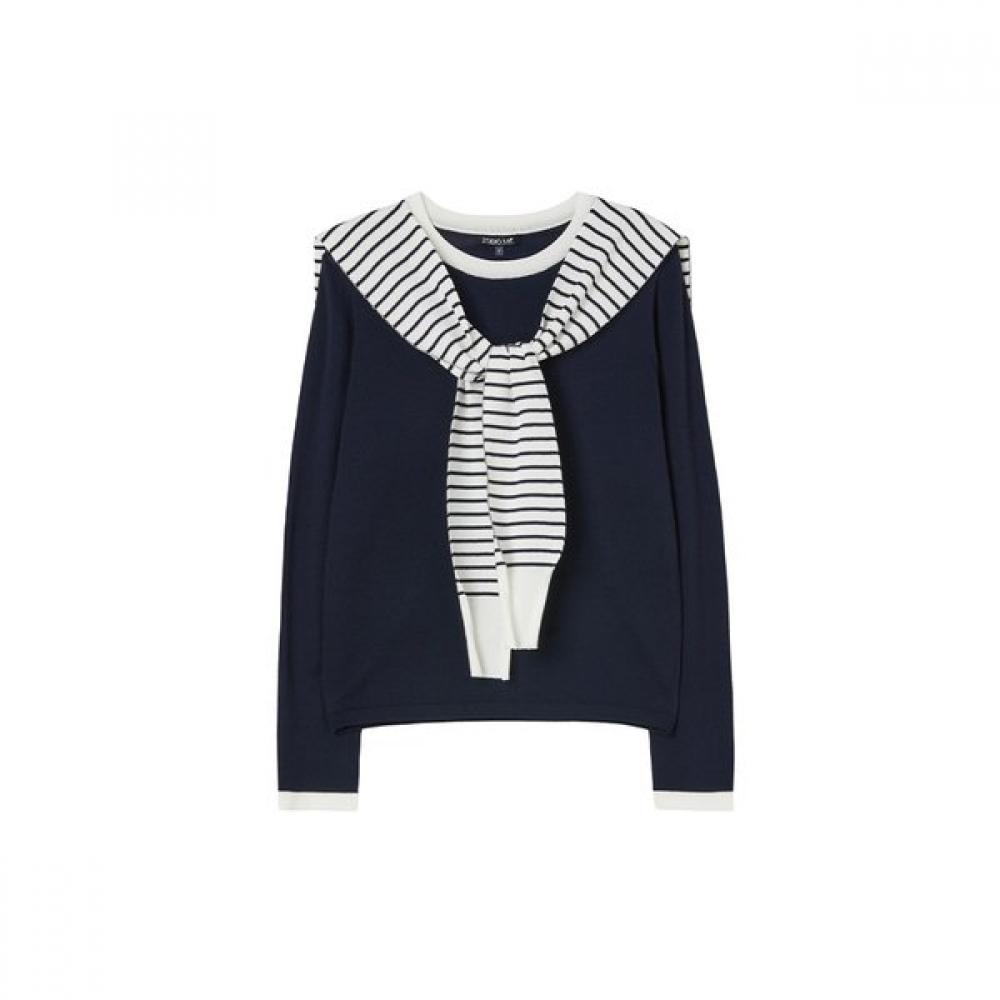 Lap Stripe Shawl Set Round Knit As1kh263