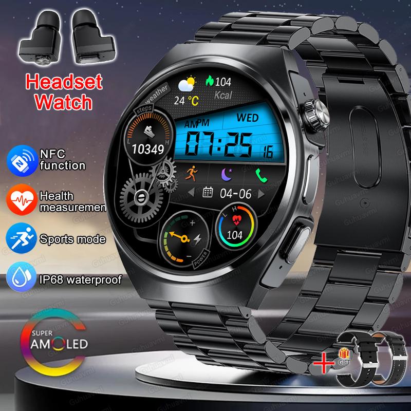 New Smart Watch Headset Two In One Wireless Bluetooth Dual Earbuds Call Health Monitor Sport Tracker Smartwatch For Men IOS