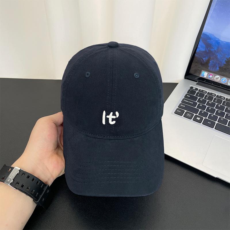 

Letter cap women s casual versatile high-quality baseball cap men s big head circumference small visor Soft top (54-58cm)