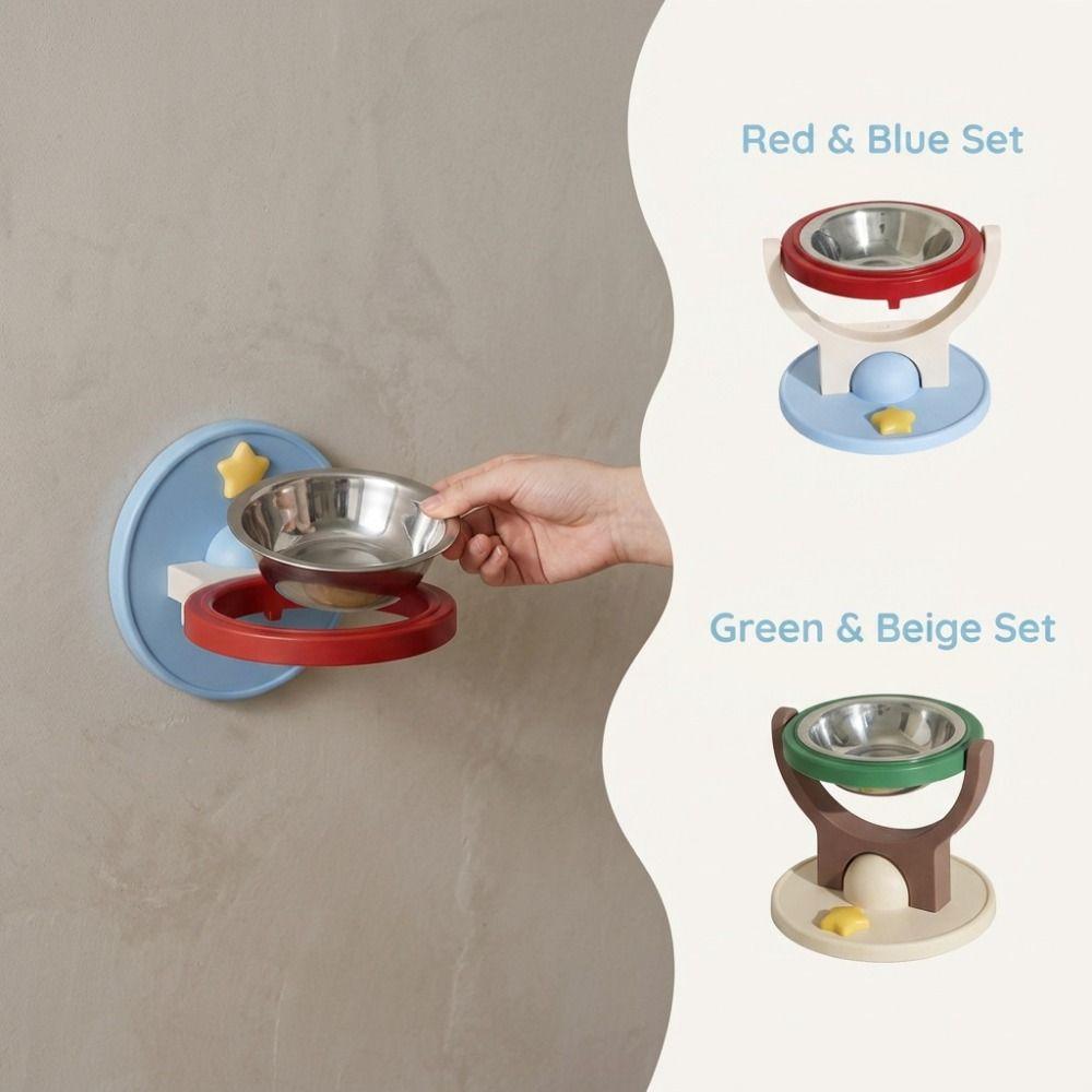 Adjustable Angle Cat Bowl 304 Stainless Steel Pet Feeder Creative Water Food Bowl Indoor