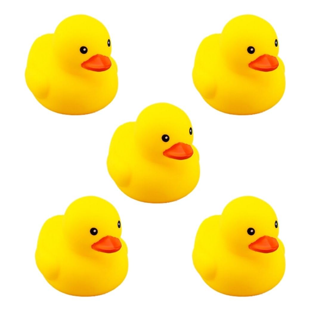 

Set of 5 Little Ducks: Sound-making, floating, and fun in the bath Cute interior decor and educational toys. Kids gift. 6cm wide, 6cm high, 7.2cm