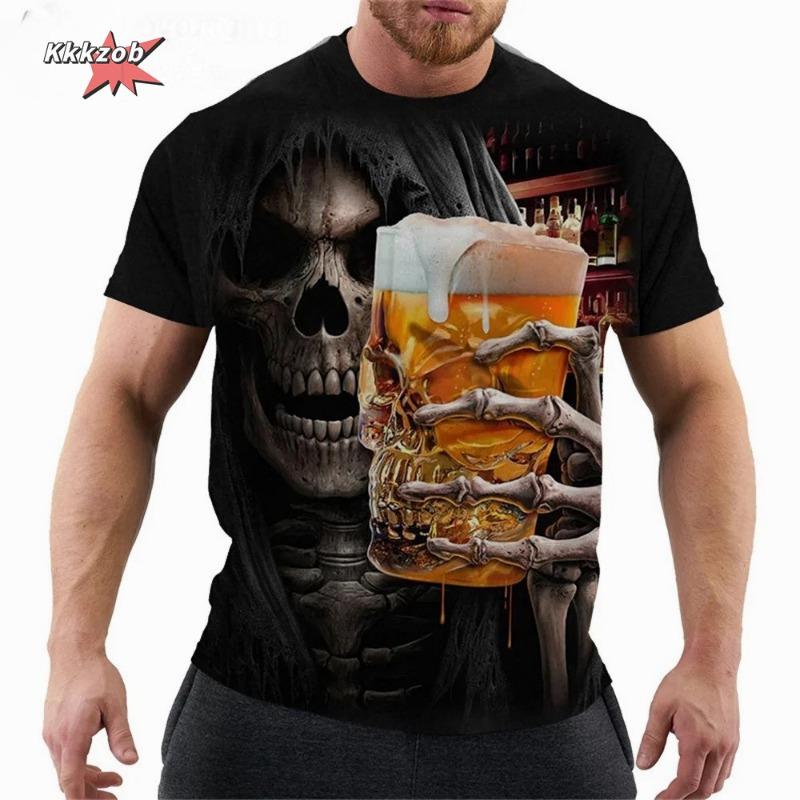 

Men s Horror Skull Print T-Shirt 3D Print Vintage O-Neck Short Sleeve Fashion Oversized T-Shirts S