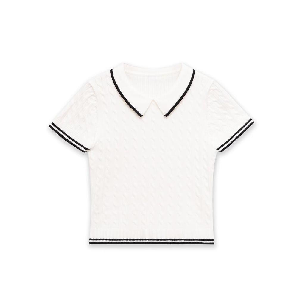 2026 Spring European & American Women's Cable Knit Short-Sleeved Sweater