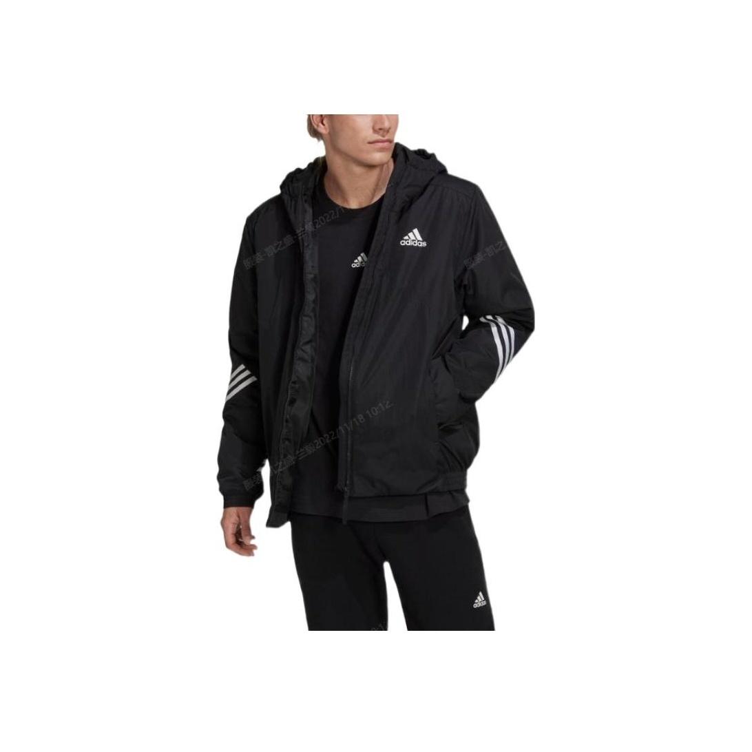 

Adidas Контрастный цветной фирменный логотип с принтом, однотонная спортивная теплая хлопковая куртка для мужчин, черная HG6010 XXL