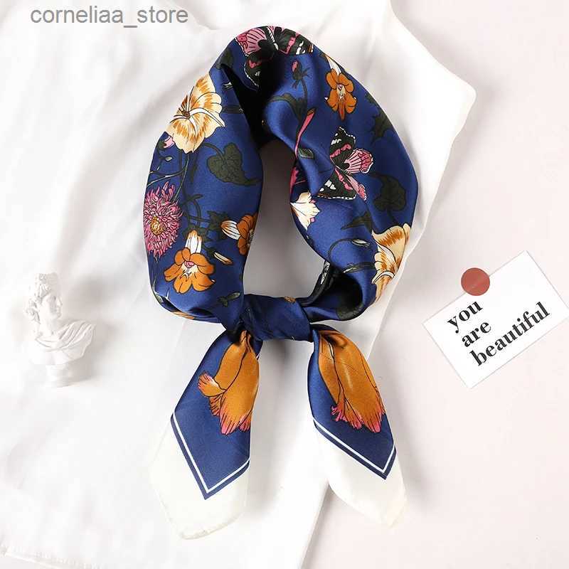 2024 Design Fashion Print Satin Square Silk Scarf for Women Hand Bag Wrist Wraps Lady Scarves Shawl Neckerchief Foulard Luxury