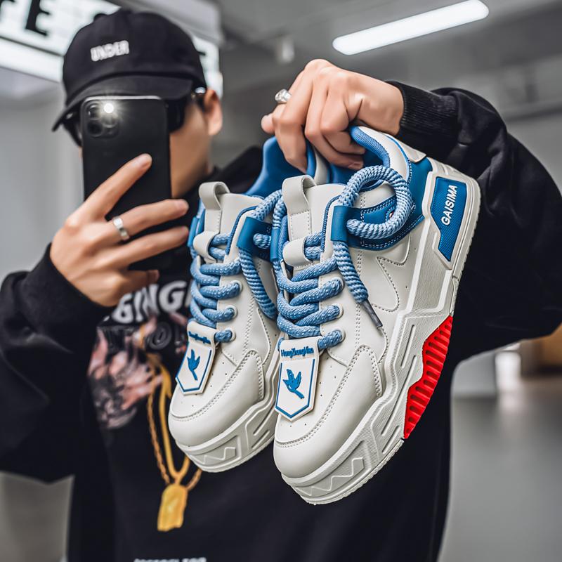 

Мужская мода, повседневная низкая обувь для скейтбординга, удобные кроссовки для мальчиков, студенты, трендовая мягкая подошва, классическая дышащая нескользящая спортивная обувь 44 синий/бежевый