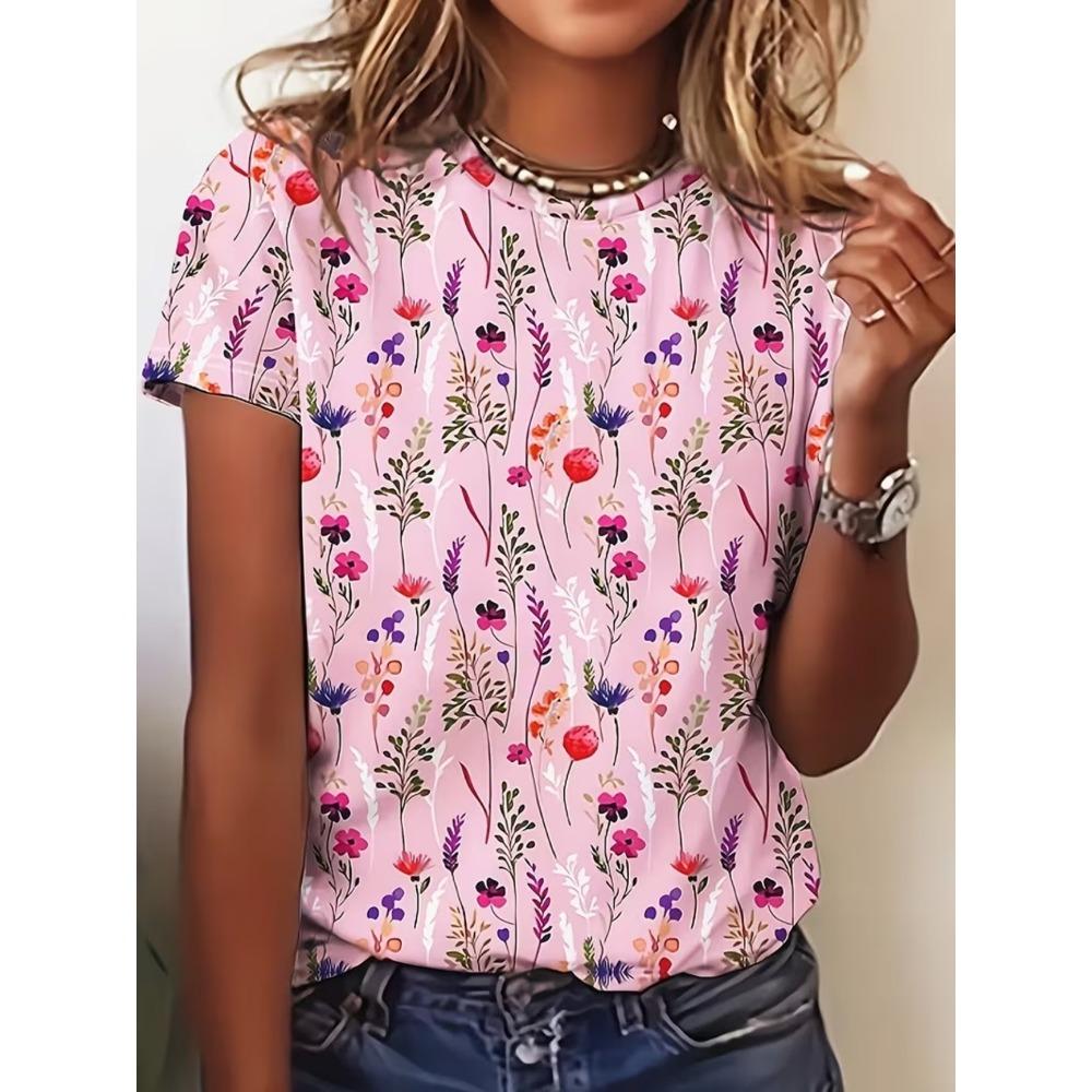 Lush and dense pattern printing, fashionable and versatile T-shirt 2XS