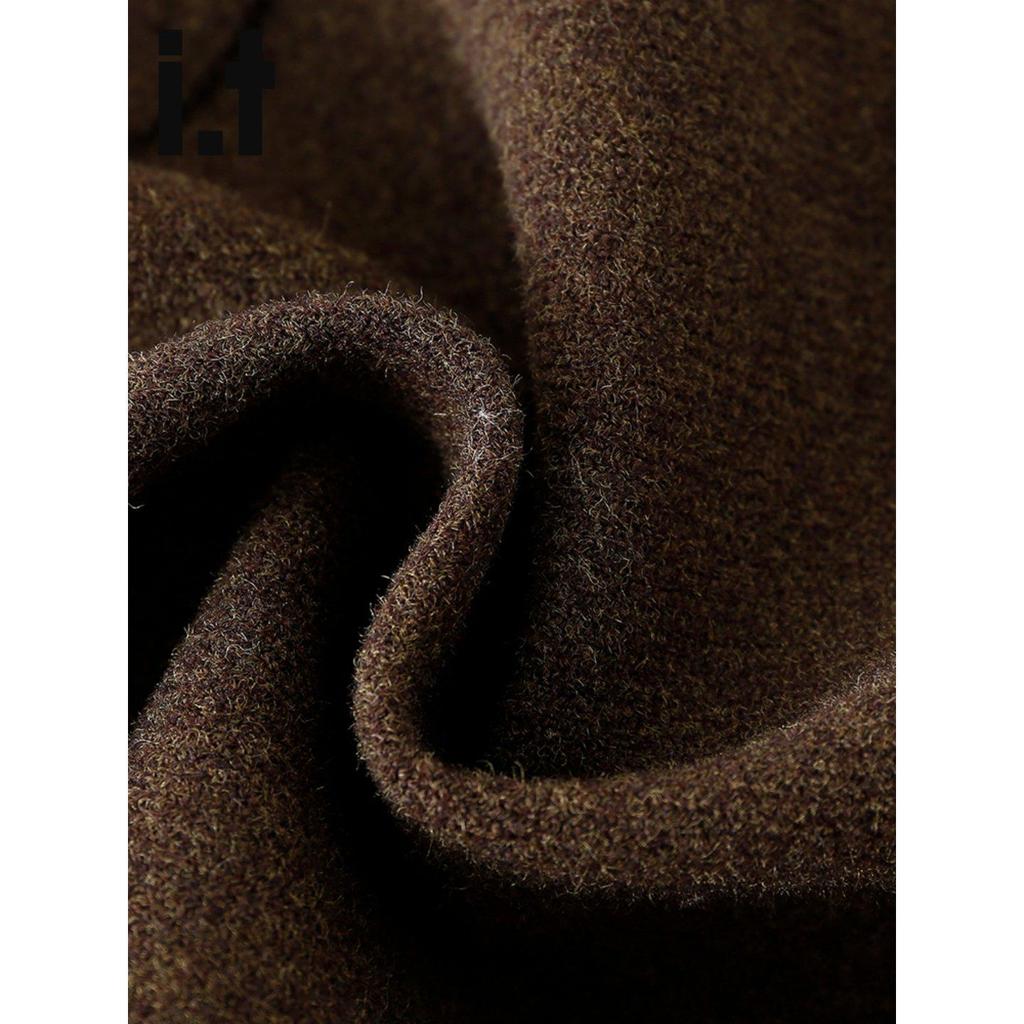 Plus Size Coffee Woolen Pencil Skirt for Women - High Waist, Slimming, A-line, Short Skirt for Spring & Autumn