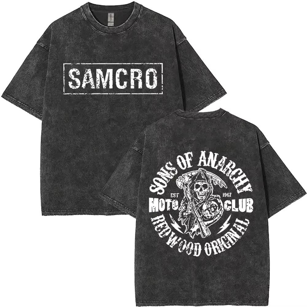 Sons Of Anarchy TShirts Washed Cotton SAMCRO Tees Unisex TShirts XL