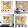 VIKAMA Vintage Globe Map Tapestry Middle Eastern Retro Wall Hanging Home Decoration for Room