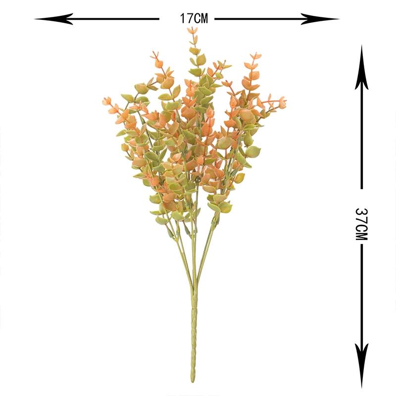 10Pcs Artificial Fall Plants Plastic Fake Eucalyptus Shrubs Outdoor Plant for Garden Home Autumn Decoration Festival Party Decor