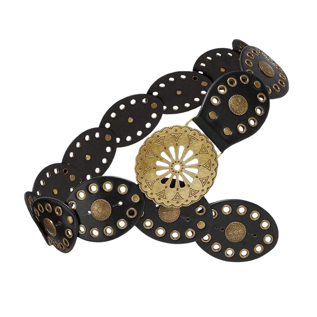 Artistic Metal Embellished Waist Belt Breathable PU Leather Accessory For