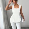 European & American Summer 2025 Sleeveless Drawstring Camisole - French Slim Pullover Vest for Women