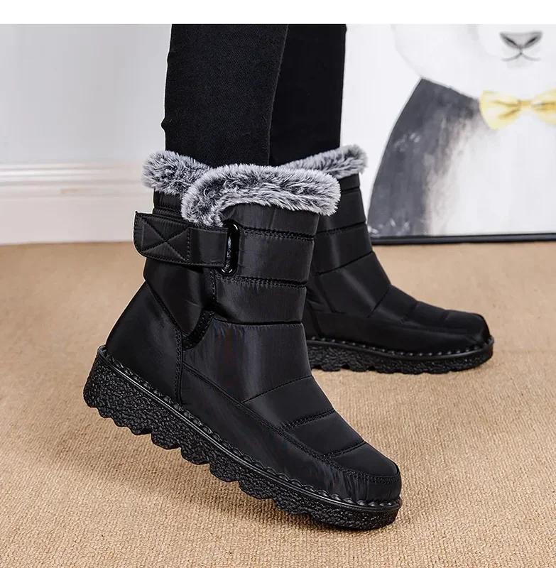 35-44 Waterproof Winter Boots For Women New Faux Fur Long Plush Snow Boots Woman Platform Ankle Boots Couples Warm Cotton Shoes