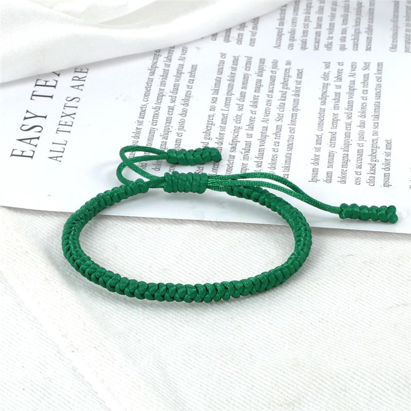 Green Thread Braided Bracelet for Men Women Handwoven Lucky Rope Layers Wrap Bracelets Bangles Prayer Wristband Unisex Jewelry