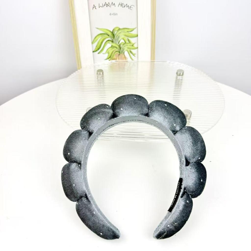 Women's Cute Blue Cloud Headband - Wide, High Skull Top for Face Washing