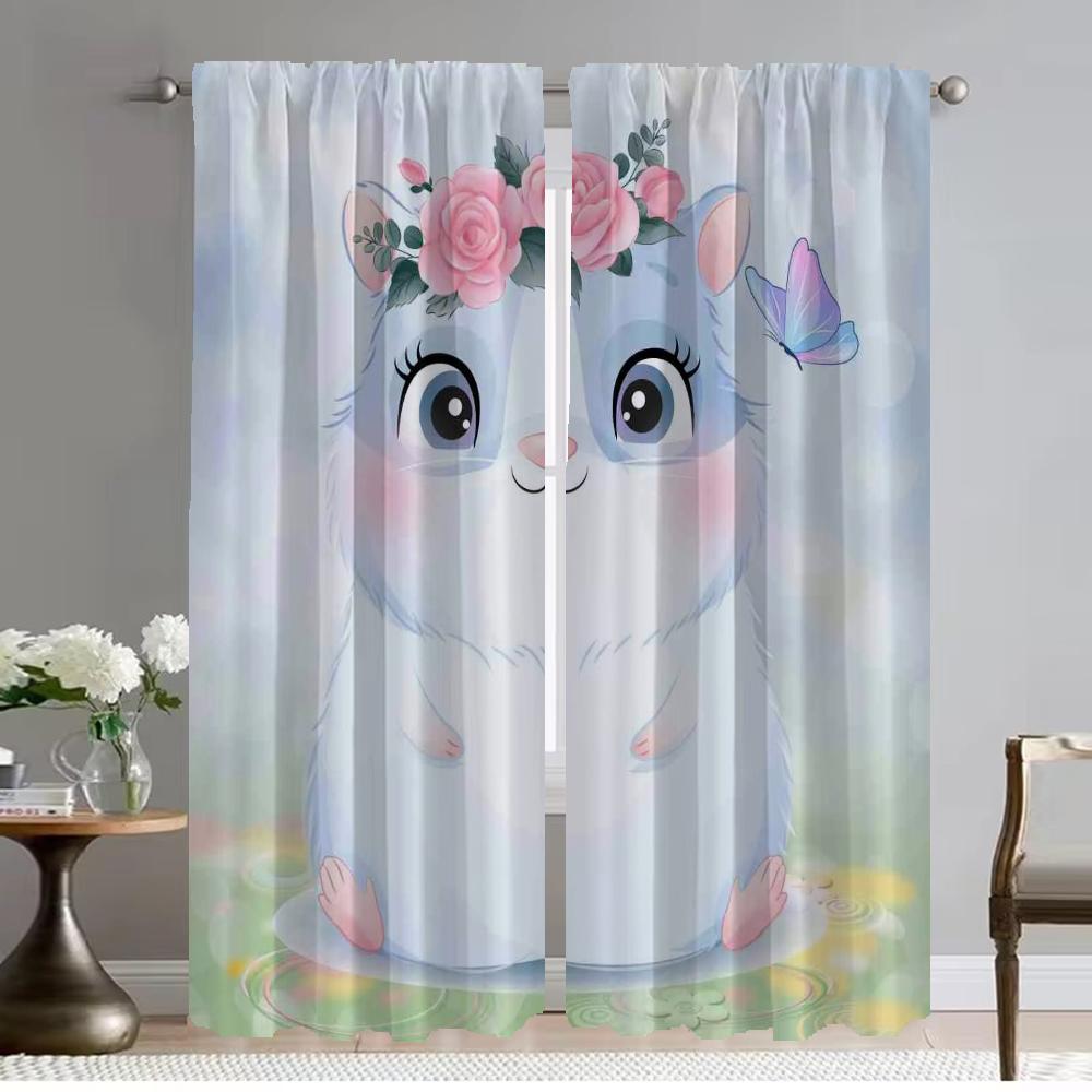 Cute Dog Panda Partition Blackout Curtain for Room 2 Panel Modern Living Room Curtains Shades Tulle for Bedroom Kitchen Elegant