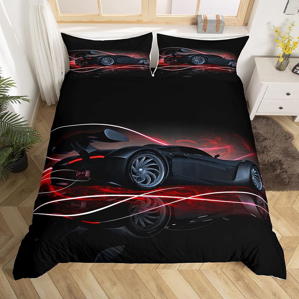 Racing Car Printed Duvet Cover With Pillowcase Bedding Set Single Double Twin Full Queen King Size 2/3pcs Polyester Quilt Cover