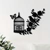 Birdcage Bird Metal Wall Art Weather Resistant Iron Sculpture Garden Yard Decor Gift