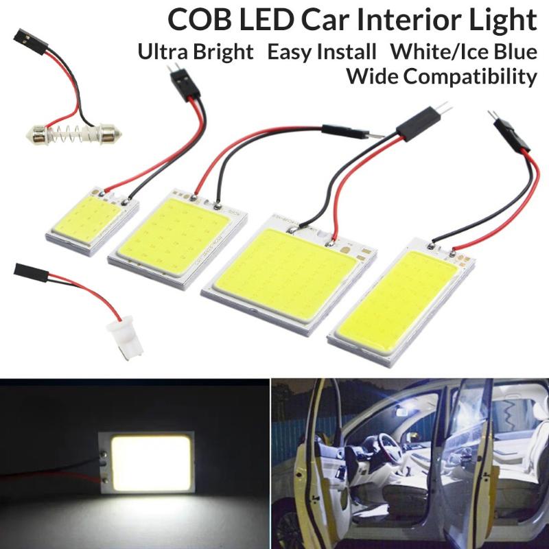 Car Interior Led Panel Light Kit Super Bright Cob Universal Adapters For Auto Dome Trunk Lighting Replacement