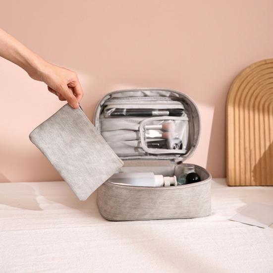 Kosmetyczka z pojemnikiem na pędzle do makijażu. Wodoodporna podróżna kosmetyczka ze sztucznej skóry o dużej pojemności