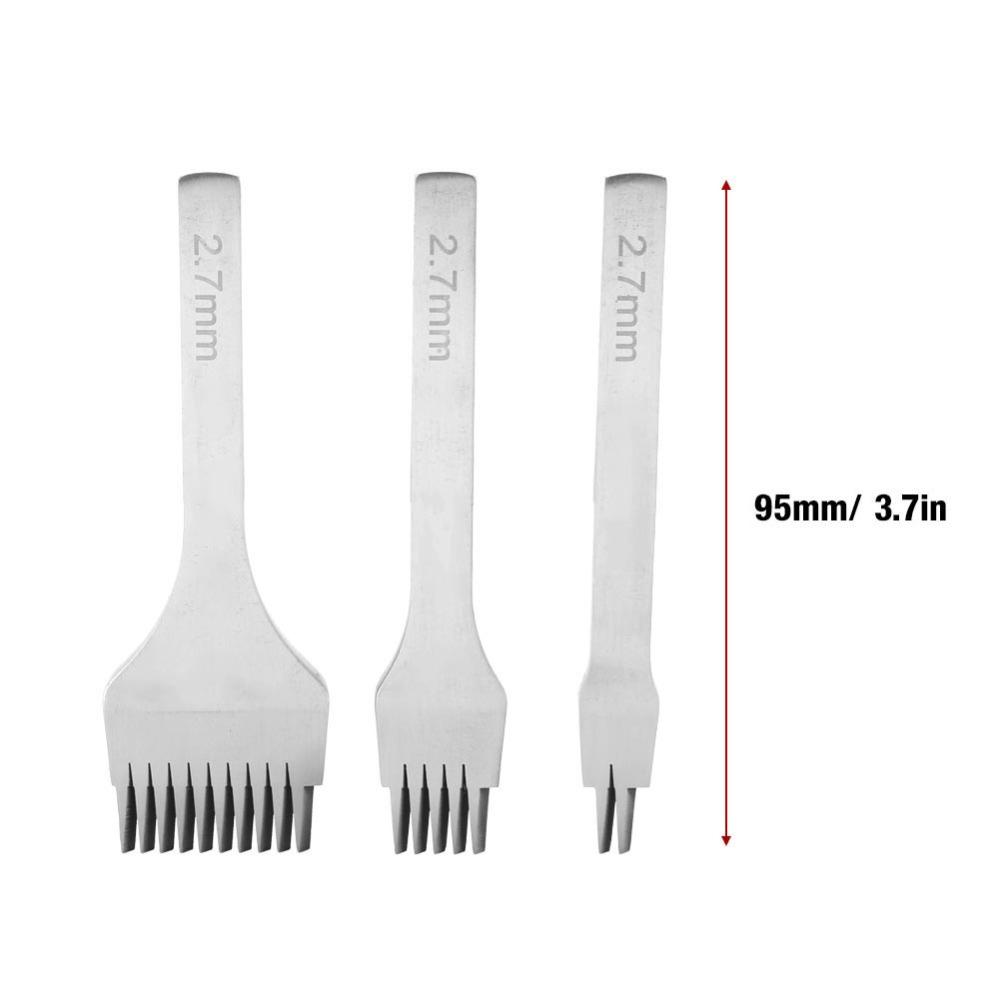 3pcs 2.7mm Spacing Prong Punch Tool 2/5/10 Tooth Stitching Hole Punch For Wallet Making