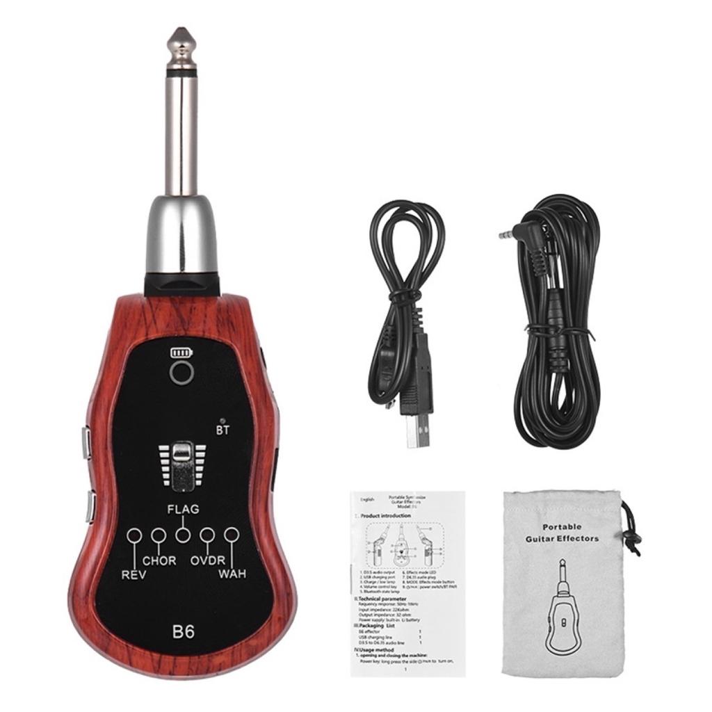 Portable UHF Guitar Wireless System Transmitter + Receiver 10 Channels Built-in 5 Effects