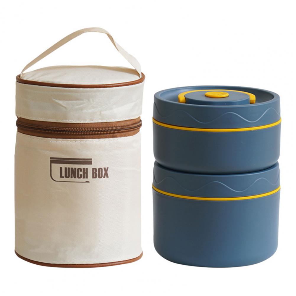 Portable 304 stainless steel insulated lunch box leakproof sealed bucket student lunch box multi layer Round bento box