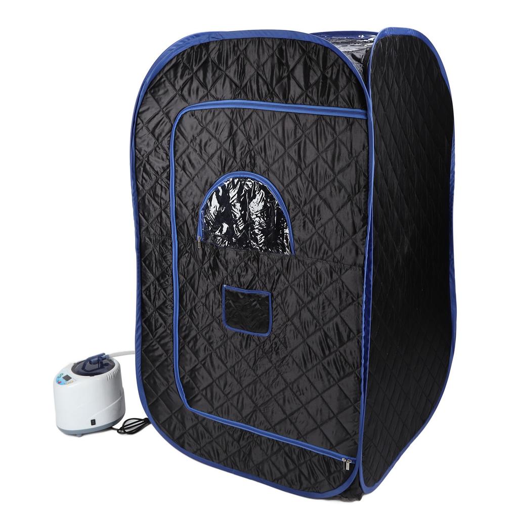 Dampfsauna Zelt Raum Faltbar Verstellbar Sauna Spa Box Schwarz mit 2L Dampfkochtopf Fernbedienung für