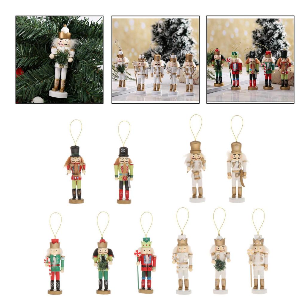 Christmas Nutcrackers Hanging Ornament Wooden Soldier Figures Doll Christmas Tree Hanging Ornaments with Package Box